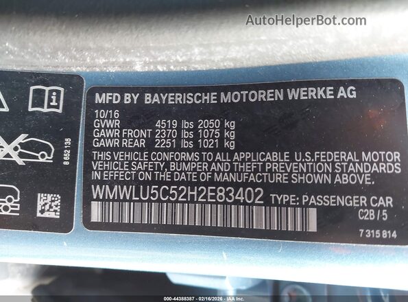WMWLU5C52H2E83402 2017 MINI CLUBMAN Blue Widok komory silnika