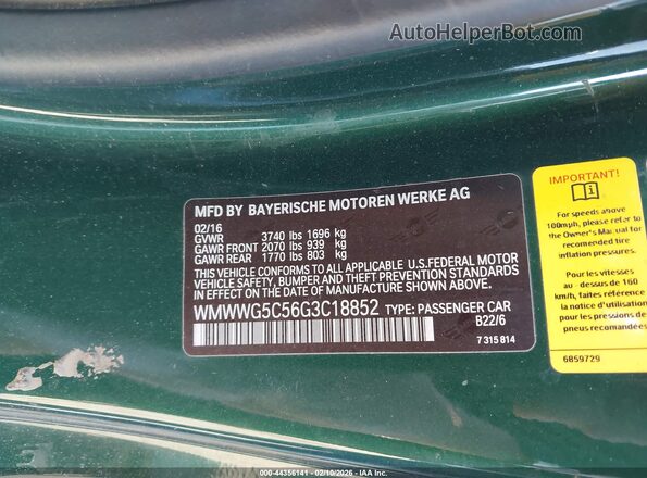 WMWWG5C56G3C18852 2016 MINI CONVERTIBLE Green Vista del compartimento del motor