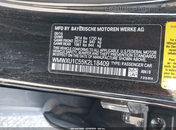 WMWXU1C55K2L18409 2019 MINI HARDTOP Black Engine compartment view