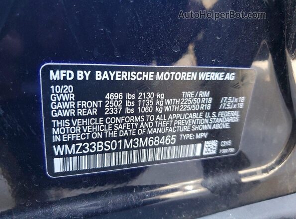 WMZ33BS01M3M68465 2021 MINI COOPER Blue Widok komory silnika