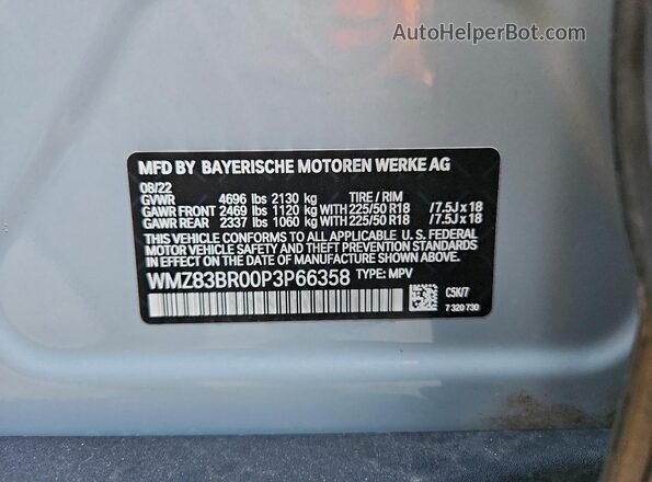 WMZ83BR00P3P66358 2023 MINI COOPER Gray Vista del compartimento del motor