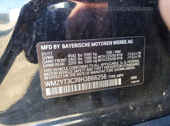 WMZYT3C39H3B66256 2017 MINI COOPER Black Widok naklejki z numerem VIN