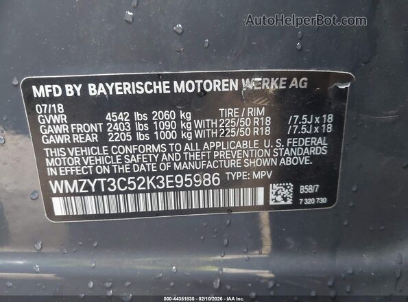 WMZYT3C52K3E95986 2019 MINI COUNTRYMAN Gray Vista del compartimento del motor