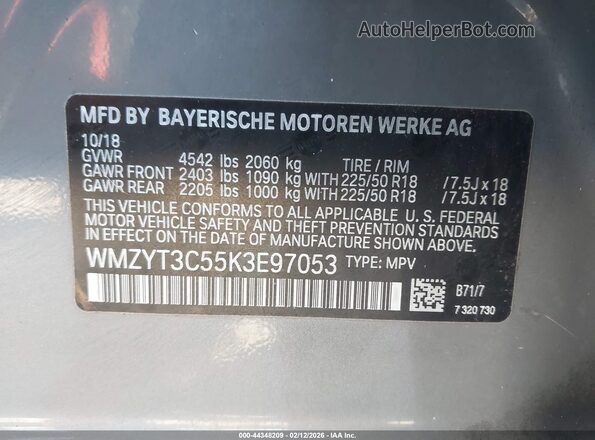 WMZYT3C55K3E97053 2019 MINI COUNTRYMAN Gray ძრავის განყოფილების ხედი