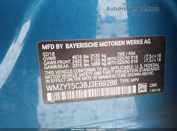 WMZYT5C38J3E69286 2018 MINI COUNTRYMAN Blue Widok komory silnika
