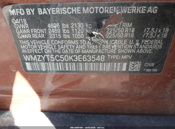 WMZYT5C50K3E63548 2019 MINI COUNTRYMAN Orange ძრავის განყოფილების ხედი