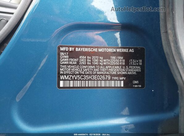 WMZYV5C35H3E02679 2017 MINI COUNTRYMAN Blue Вид підкапотного простору