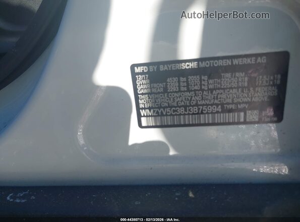 WMZYV5C38J3B75994 2018 MINI COUNTRYMAN White Vista del compartimento del motor