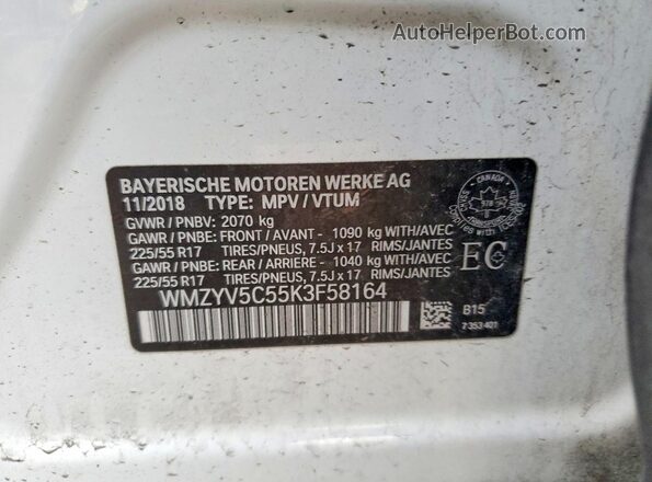 WMZYV5C55K3F58164 2019 MINI COOPER White 
