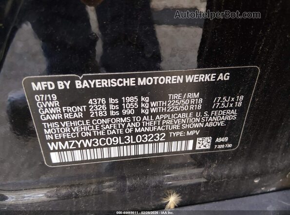 WMZYW3C09L3L03232 2020 MINI COUNTRYMAN Black ძრავის განყოფილების ხედი