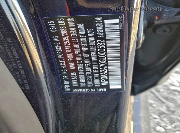 WP0AA2A70GL000582 2016 PORSCHE PANAMERA Black Widok naklejki z numerem VIN