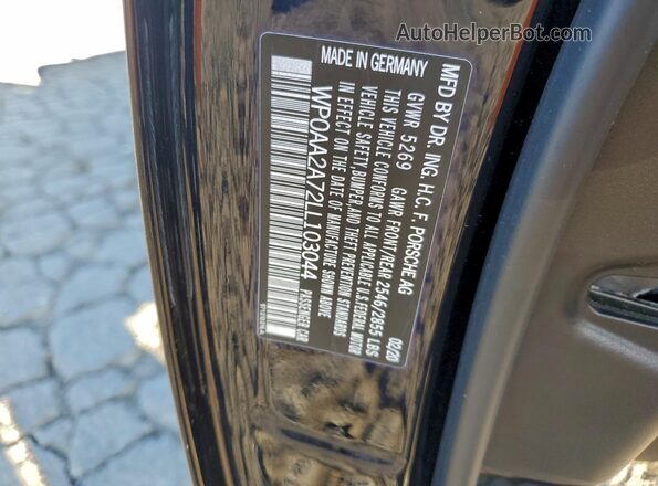 WP0AA2A72LL103044 2020 PORSCHE PANAMERA Black Вид підкапотного простору