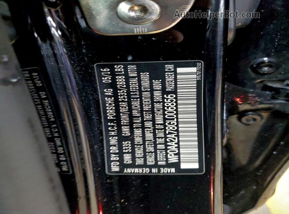 WP0AA2A78GL006856 2016 PORSCHE PANAMERA Black Вид підкапотного простору