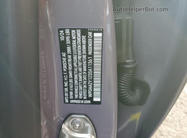 WP0AA2Y12SSA11361 2025 PORSCHE TAYCAN Gray VIN კოდის სტიკერის ხედი