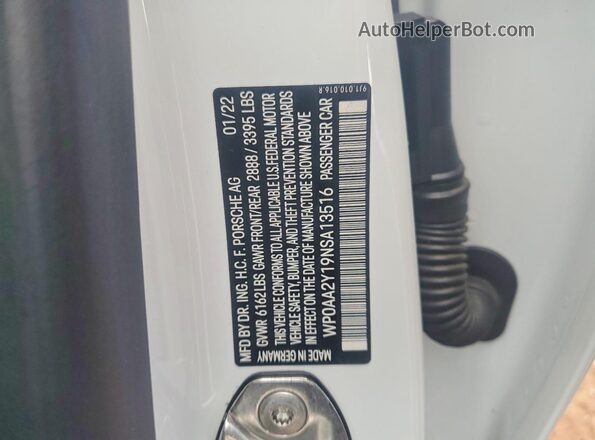 WP0AA2Y19NSA13516 2022 PORSCHE TAYCAN White Widok komory silnika