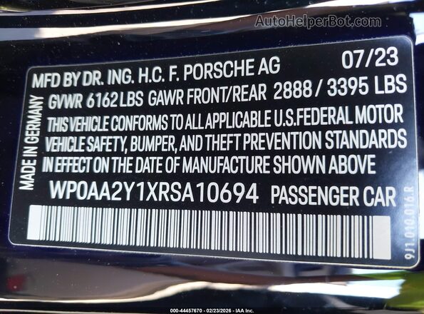 WP0AA2Y1XRSA10694 2024 PORSCHE TAYCAN Black 