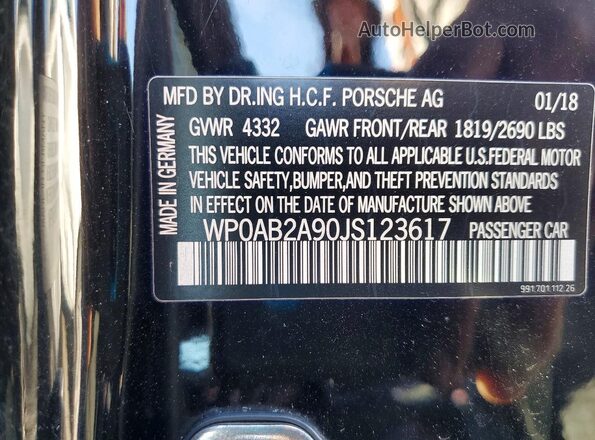 WP0AB2A90JS123617 2018 PORSCHE 911 Black ძრავის განყოფილების ხედი