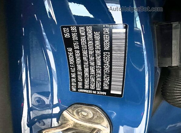 WP0AB2Y15NSA45523 2022 PORSCHE TAYCAN Blue Rear seats view