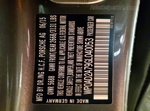 WP0AD2A79GL040053 2016 PORSCHE PANAMERA Gray Engine compartment view