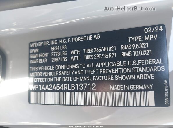 WP1AA2A54RLB13712 2024 PORSCHE MACAN Gray Widok komory silnika