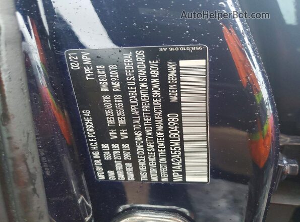 WP1AA2A55MLB04980 2021 PORSCHE MACAN Blue 