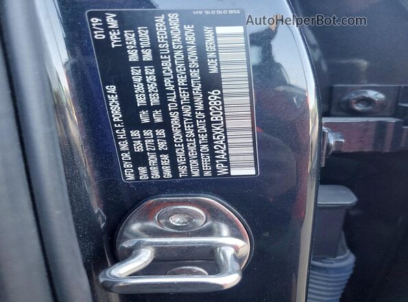 WP1AA2A5XKLB02896 2019 PORSCHE MACAN Black Vista de la etiqueta del VIN
