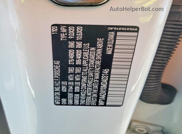 WP1AA2AYXMDA03146 2021 PORSCHE CAYENNE White Вид наклейки з VIN-кодом