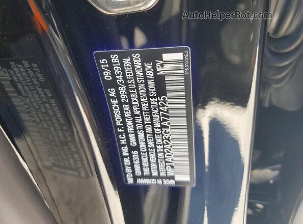 WP1AD2A23GLA77425 2016 PORSCHE CAYENNE Black Vista de la etiqueta del VIN