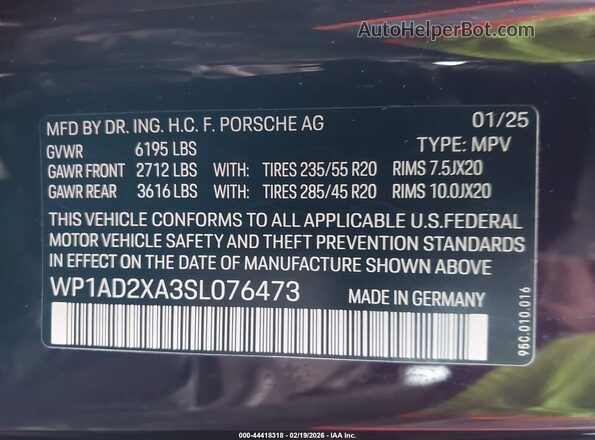 WP1AD2XA3SL076473 2025 PORSCHE MACAN Purple 