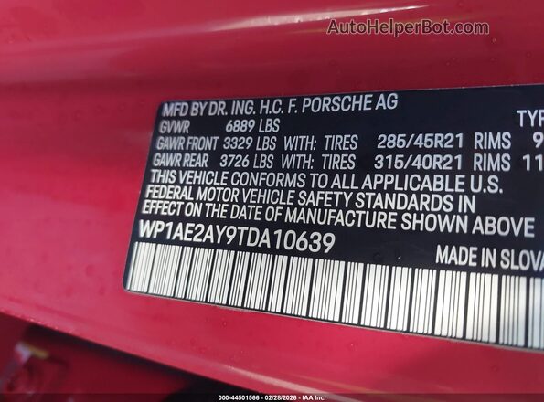 WP1AE2AY9TDA10639 2026 PORSCHE CAYENNE Red Вид підкапотного простору