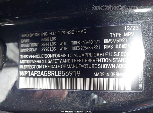 WP1AF2A58RLB56919 2024 PORSCHE MACAN Серый Вид подкапотного пространства
