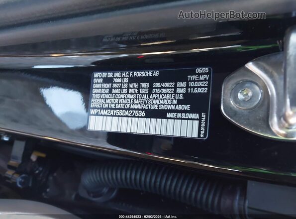 WP1AM2AY5SDA27536 2025 PORSCHE CAYENNE Черный Вид подкапотного пространства