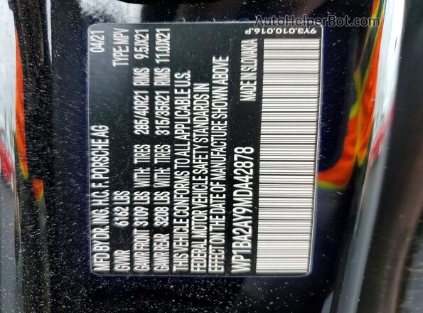 WP1BA2AY9MDA42878 2021 PORSCHE CAYENNE Black 