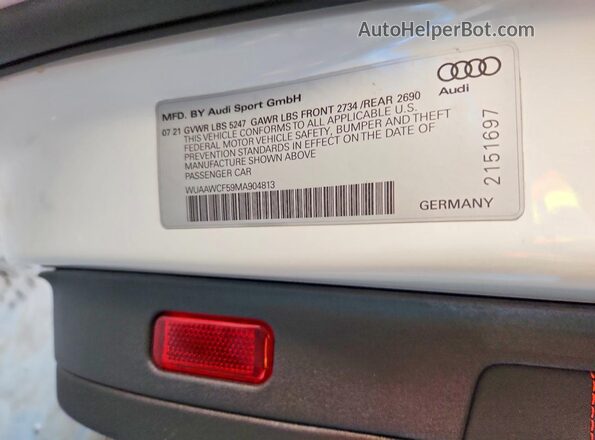 WUAAWCF59MA904813 2021 AUDI RS5 White ძრავის განყოფილების ხედი