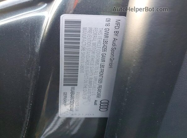 WUABAAFX7J7902446 2018 AUDI R8 Gray Вид наклейки з VIN-кодом