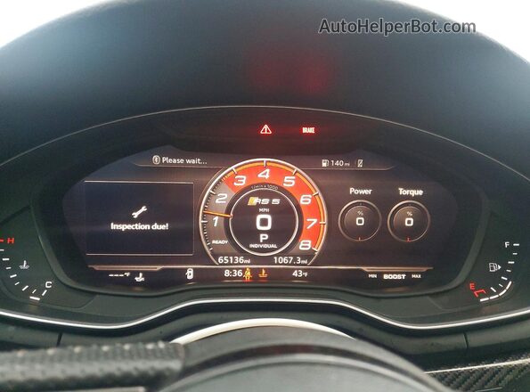 WUAPWAF56JA903015 2018 AUDI RS5 Black Instrument cluster view