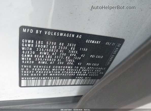 WVGKMPE25MP045122 2021 VOLKSWAGEN ID.4 Белый 