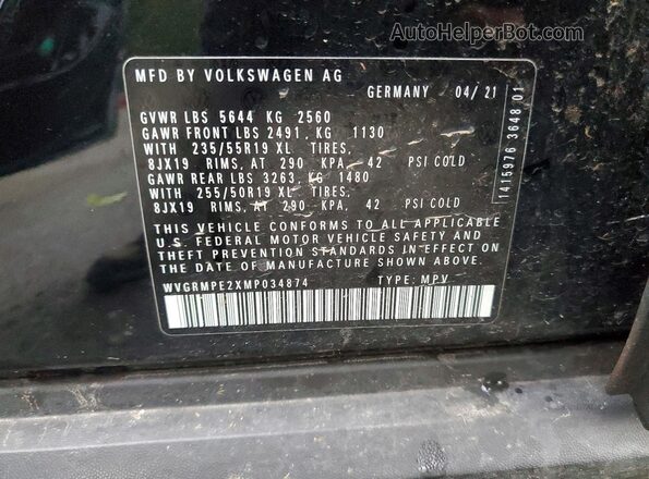 WVGRMPE2XMP034874 2021 VOLKSWAGEN ID.4 Черный 