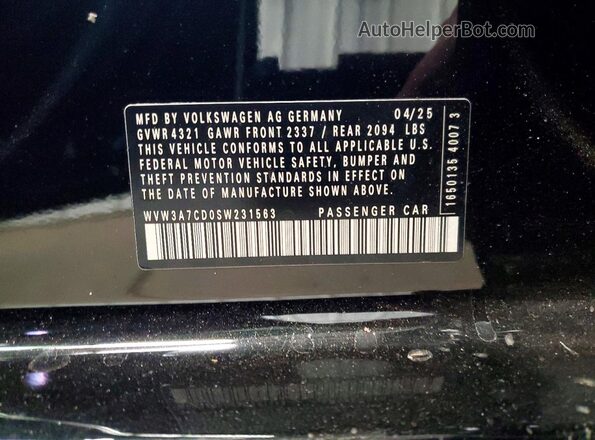 WVW3A7CD0SW231563 2025 VOLKSWAGEN GTI Black 
