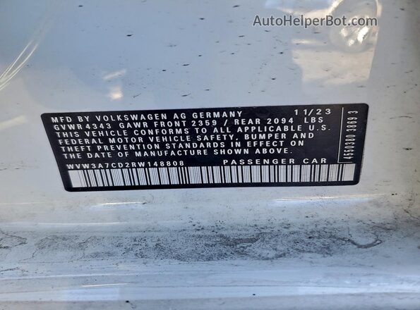 WVW3A7CD2RW148808 2024 VOLKSWAGEN GTI White 