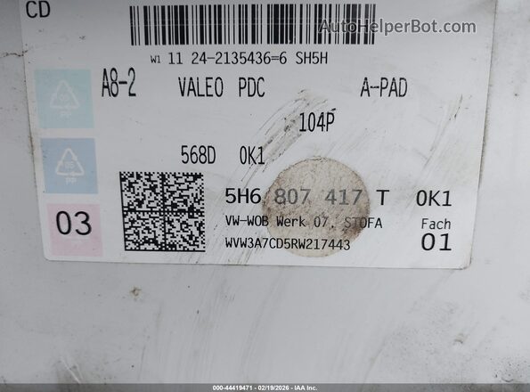 WVW3A7CD5RW217443 2024 VOLKSWAGEN GOLF White Engine compartment view