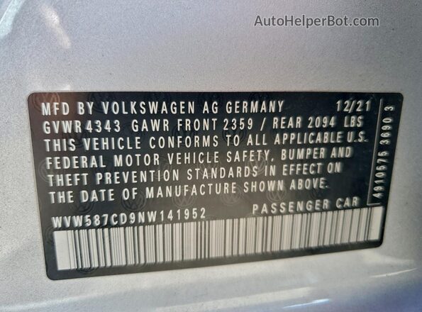 WVW587CD9NW141952 2022 VOLKSWAGEN GTI Silver 