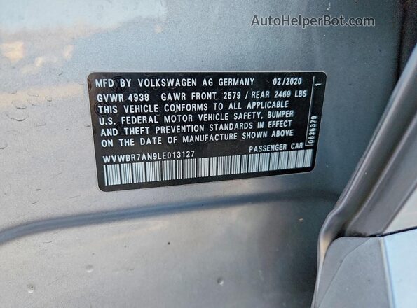 WVWBR7AN9LE013127 2020 VOLKSWAGEN ARTEON Серебряный Вид подкапотного пространства