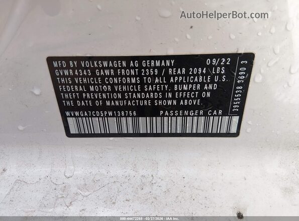 WVWGA7CD5PW138756 2023 VOLKSWAGEN GOLF White ძრავის განყოფილების ხედი