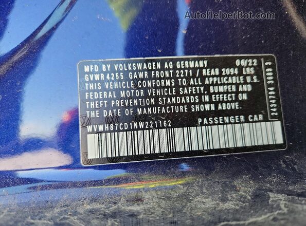 WVWH87CD1NW221162 2022 VOLKSWAGEN GTI Синий Вид подкапотного пространства