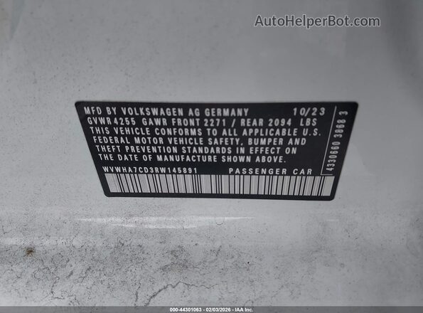 WVWHA7CD3RW145891 2024 VOLKSWAGEN GOLF Белый Вид подкапотного пространства