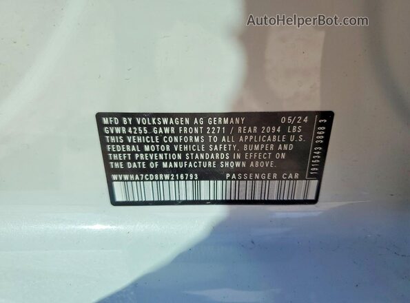 WVWHA7CD8RW216793 2024 VOLKSWAGEN GTI White 