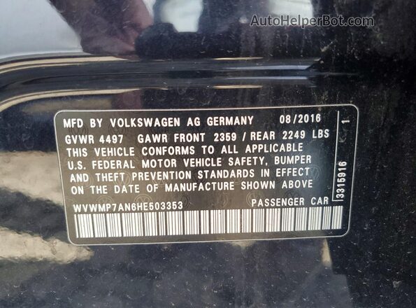 WVWMP7AN6HE503353 2017 VOLKSWAGEN CC Black Շարժիչի բաժամունքի տեսք