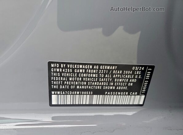 WVWSA7CD4RW196533 2024 VOLKSWAGEN GTI Gray Widok komory silnika