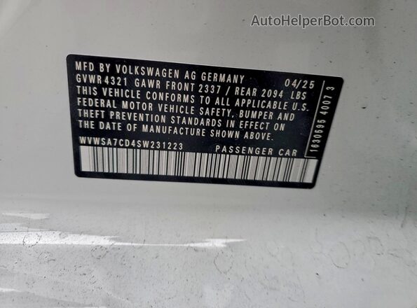 WVWSA7CD4SW231223 2025 VOLKSWAGEN GTI White Engine compartment view